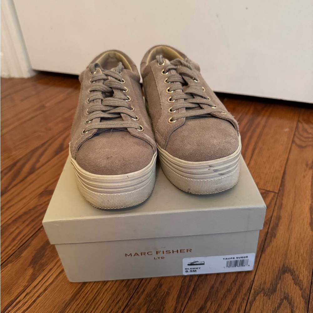 Marc Fisher Beige Suede Sneakers